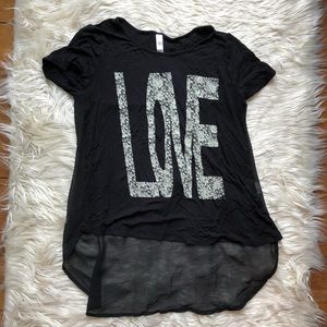Xhilaration Black Love T-Shirt Sz S